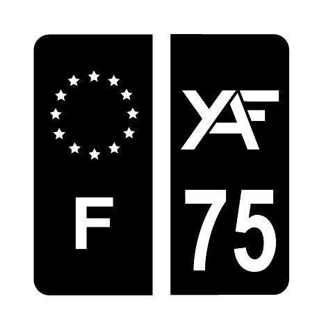 x4 Stickers plaques immatriculation Yaf Paris