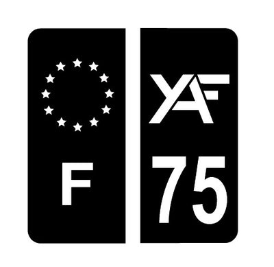 x4 Yaf Paris registration plate stickers